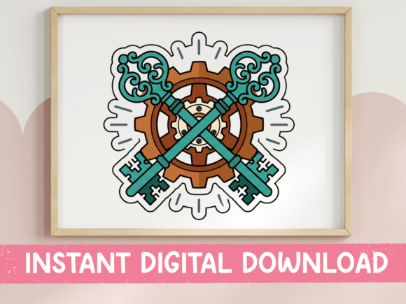 Crossed Keys Steampunk Gear Sticker Review
