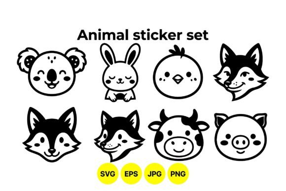 Cute Animal Sticker Clipart Set