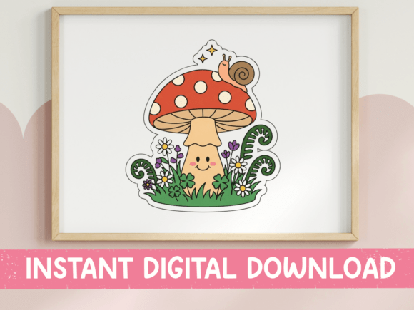Cute Smiling Mushroom with Snail Sticker Review