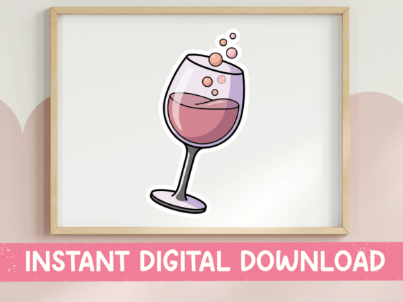 Cute Wine Glass Sticker Design Review