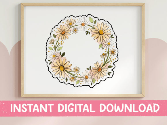 Daisy Floral Wreath Circle Sticker Review