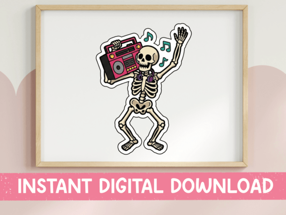 Dancing Skeleton Boombox Sticker Embroidery Review