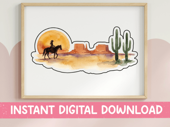 Desert Sunset Cowboy Watercolor Sticker Review