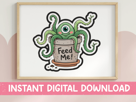 Feed Me Monster Plant Sticker Design Review
