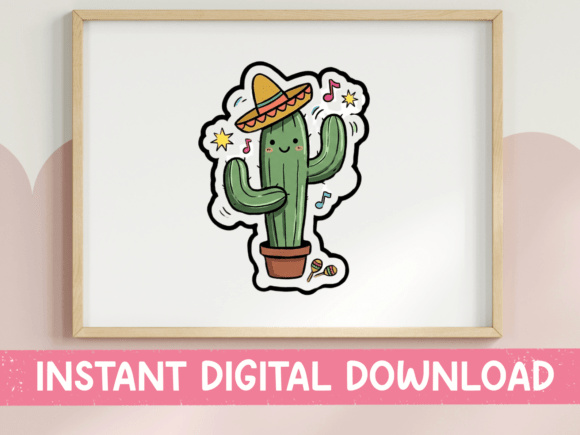 Fiesta Cactus with Sombrero Sticker
