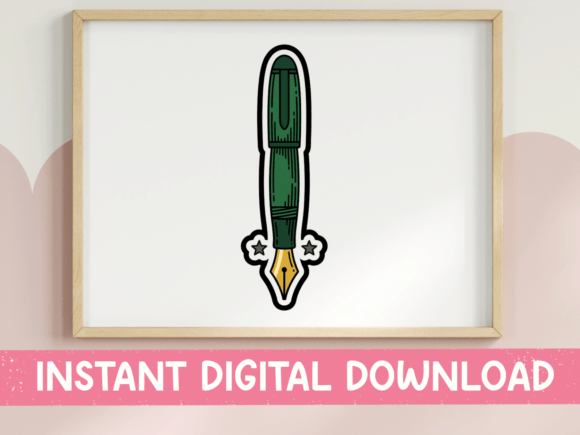 Green Rocket Fountain Pen Sticker