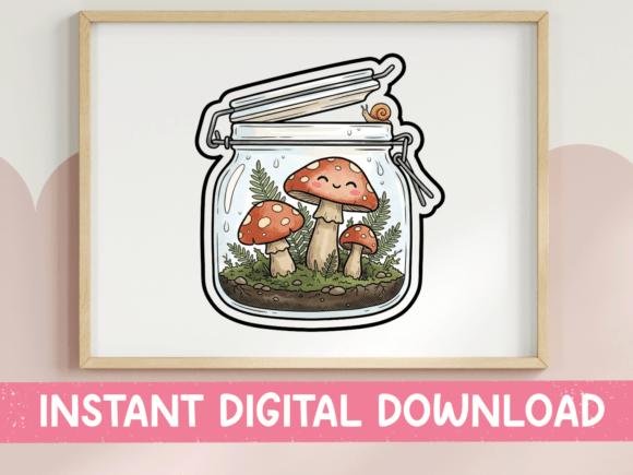 Mushroom Terrarium Jar Sticker Design Review