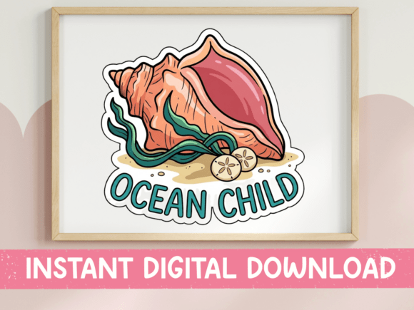Ocean Child Conch Shell Sticker Design