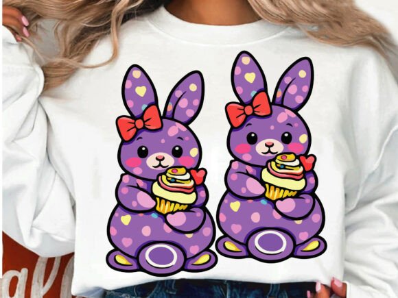 Purple Happy Easter Bunnies Png ,Svg