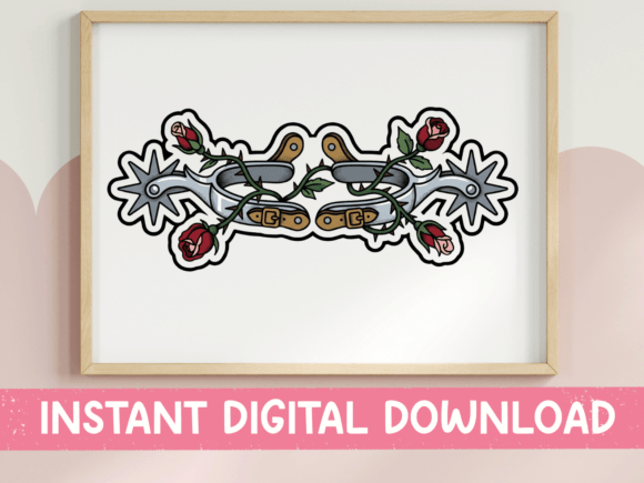 Western Cowboy Spurs Roses Sticker Review